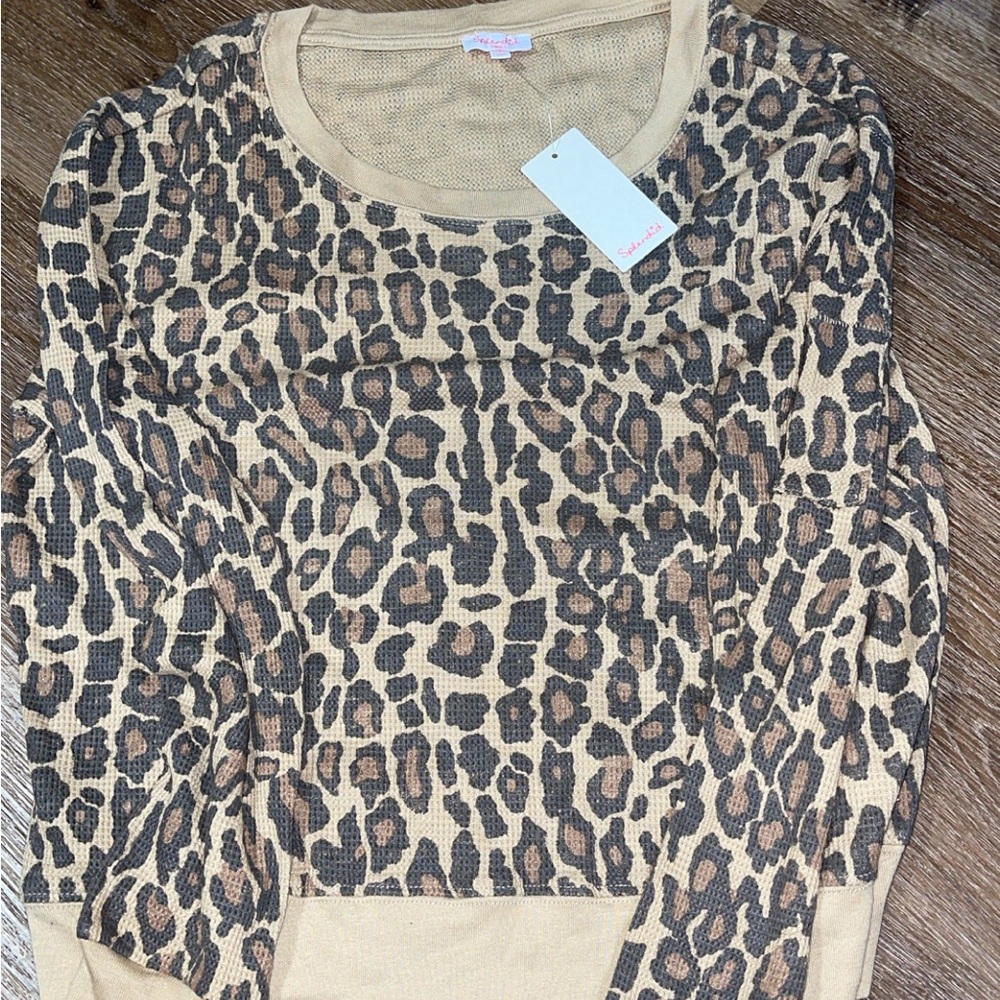 Splendid Beige and Brown Leopard Top